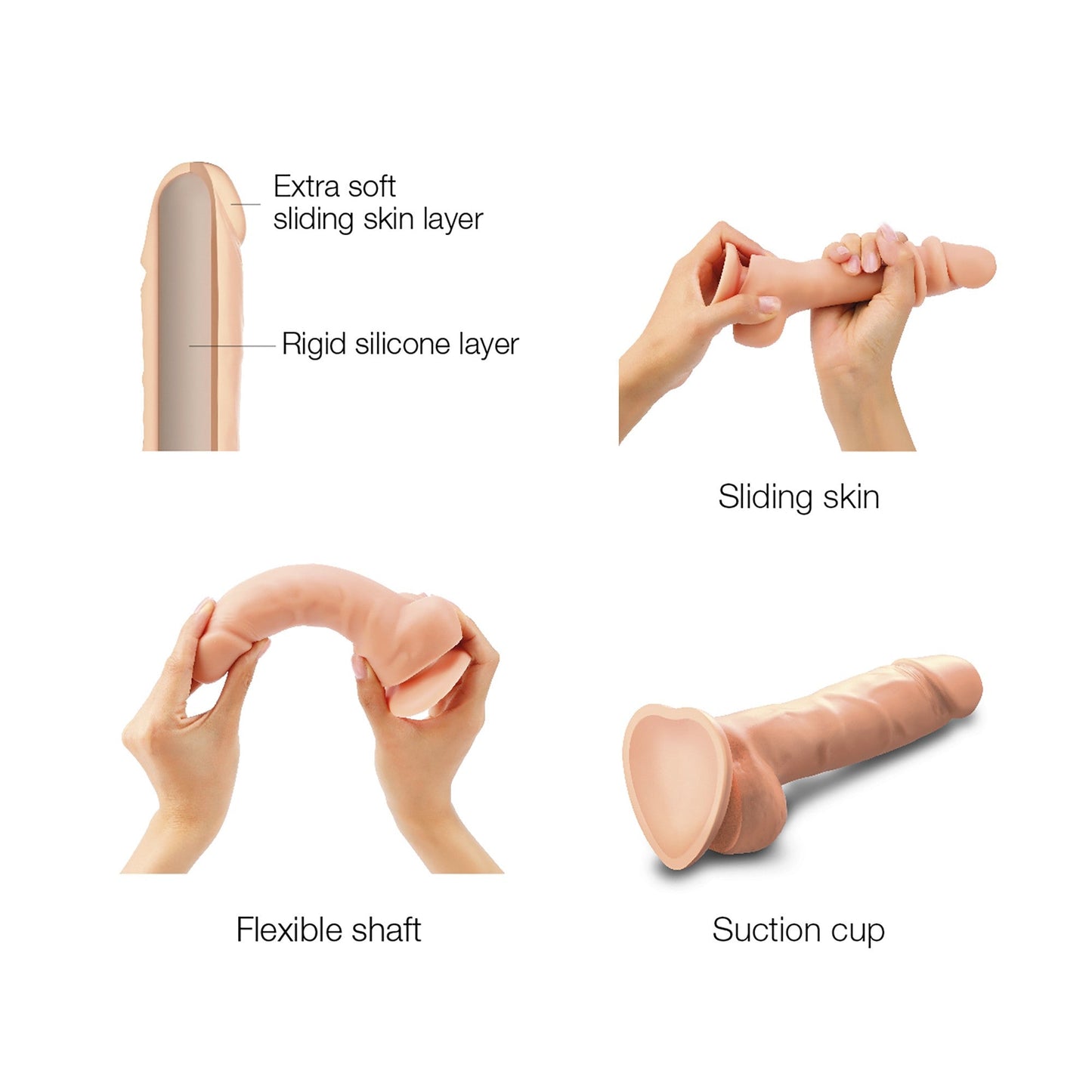 Strap-on-Me Sliding Skin Realistic Dildo - L Size in Vanilla