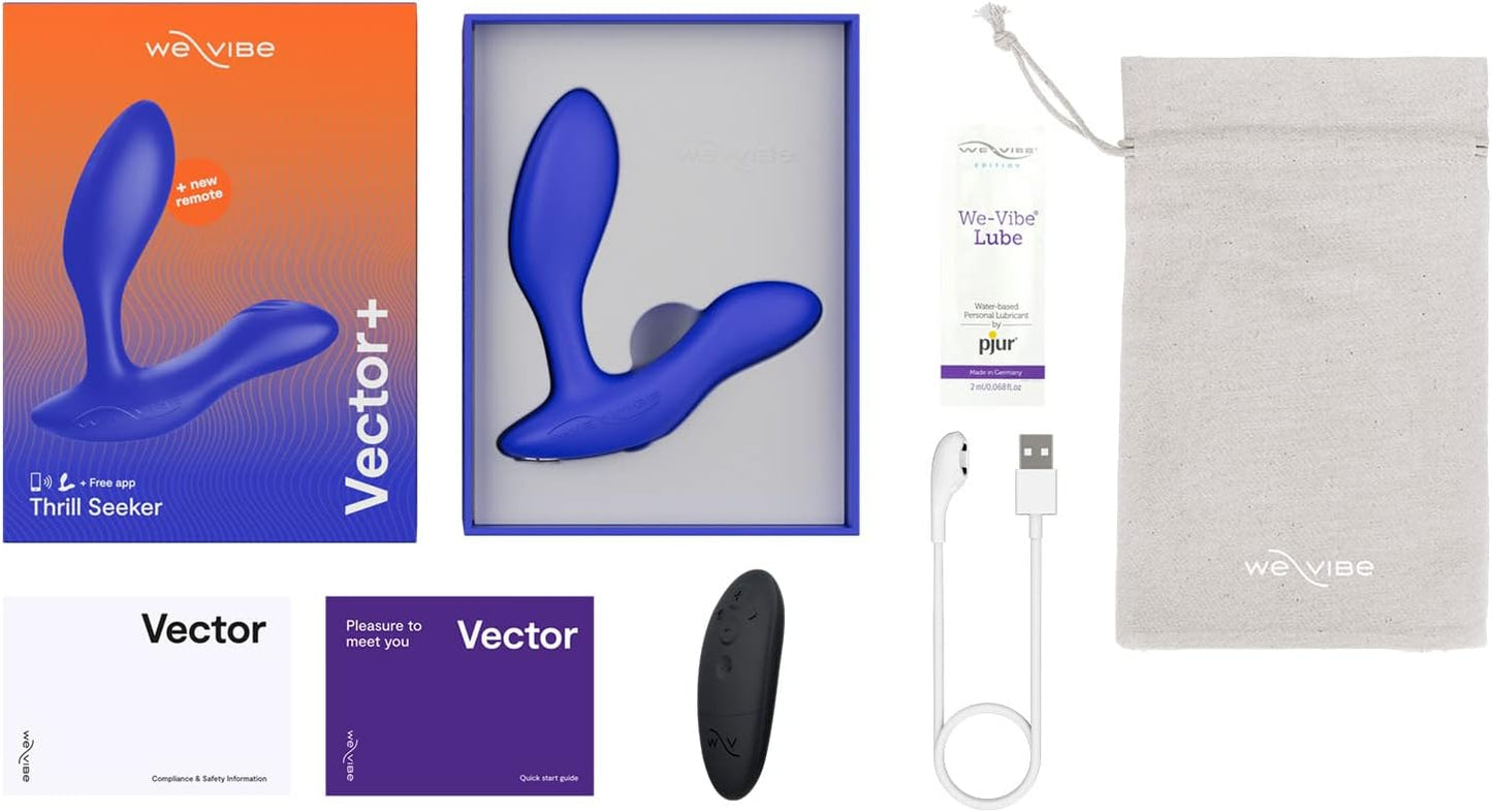 We-Vibe Vector+ App and Remote Controlled Prostate Massager in Blue