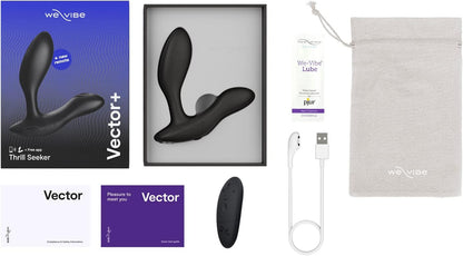 We-Vibe Vector+ App and Remote Controlled Prostate Massager in Charcoal Black