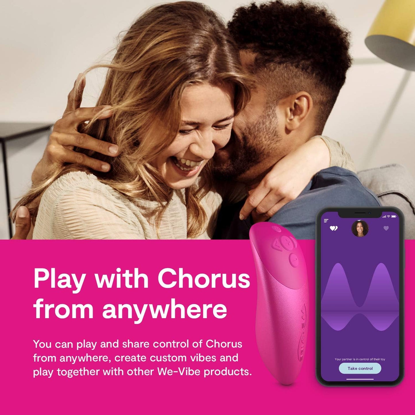 We-Vibe Chorus Couples Vibrator G-spot Clitoris and Penis Stimulation in Cosmic Pink