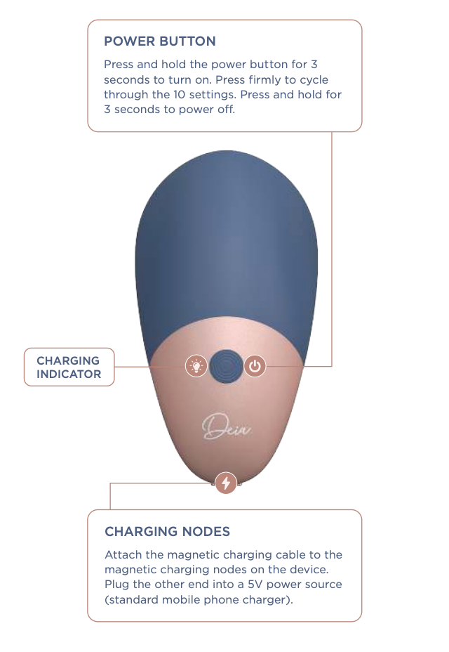 Deia Products The Arouser Toy in Navy - External Clitoral Vibration - Couples or Individual Use