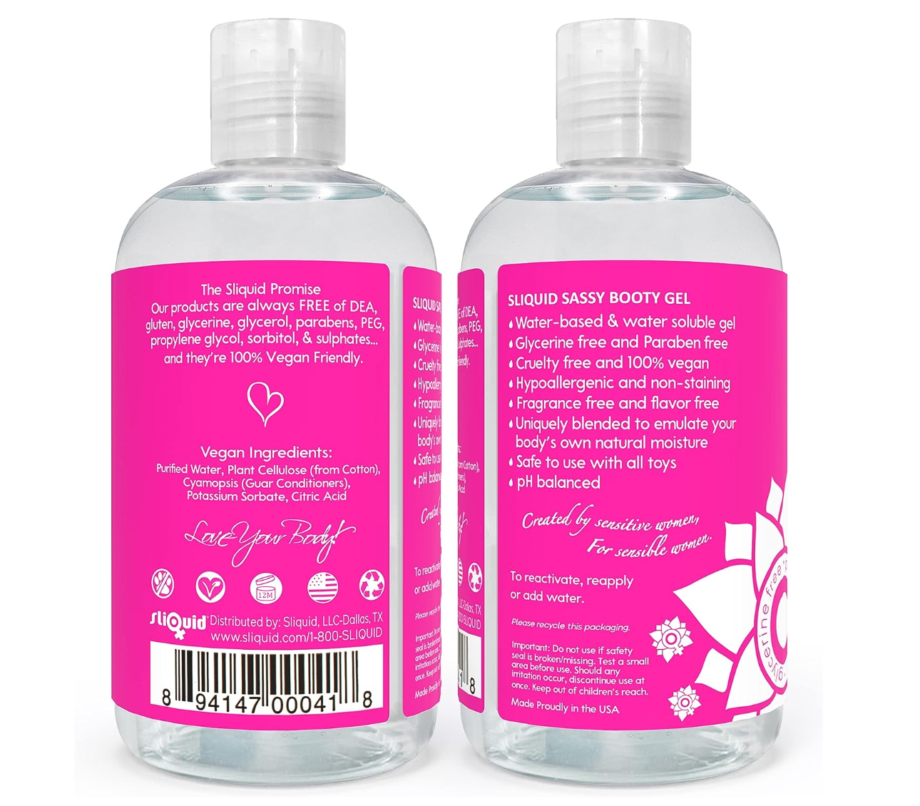 Sliquid Water-Based Sassy Gel Anal Lubricant 8.5oz/255ml