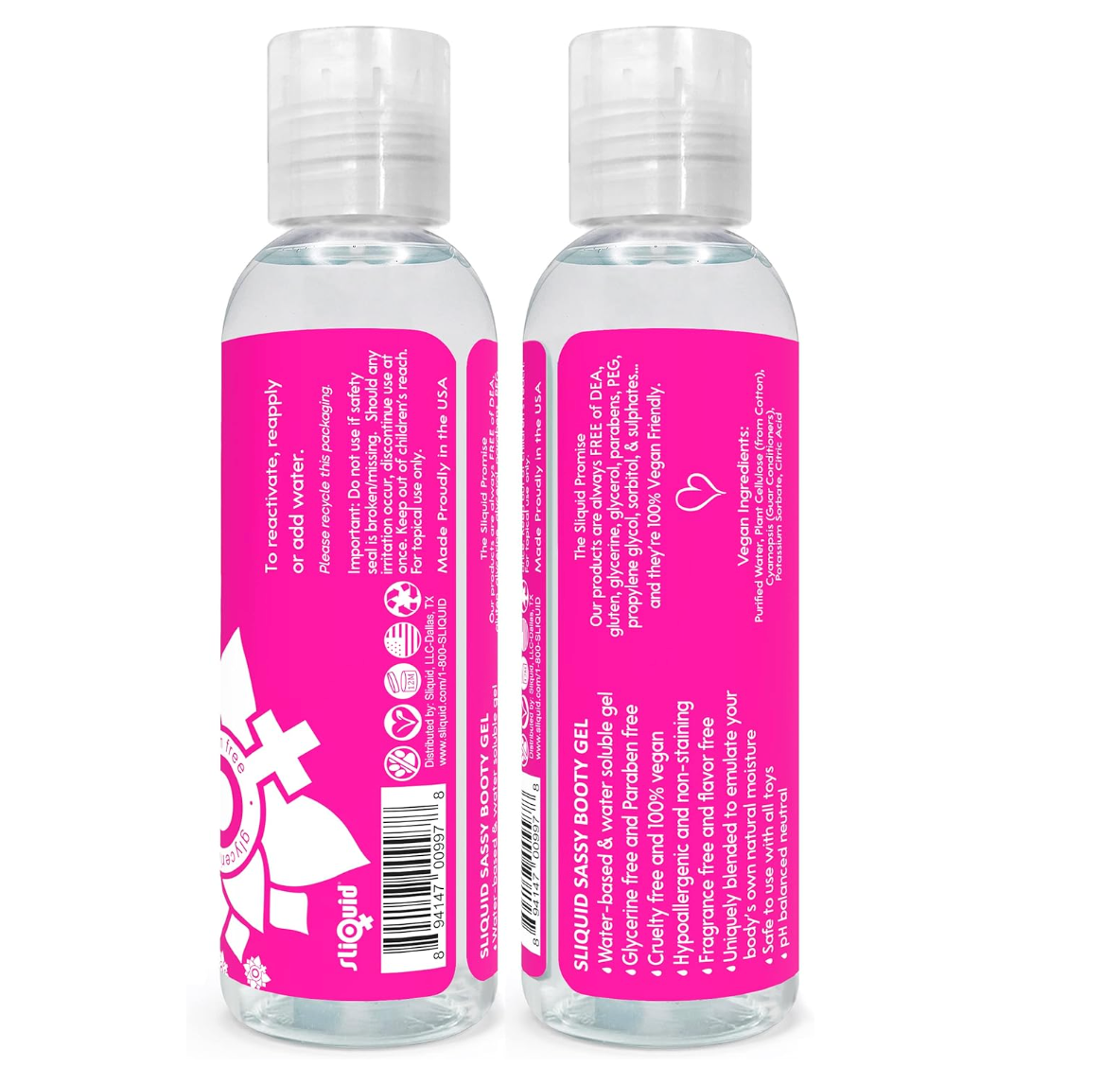 Sliquid Water-Based Sassy Gel Anal Lubricant 2oz/60ml