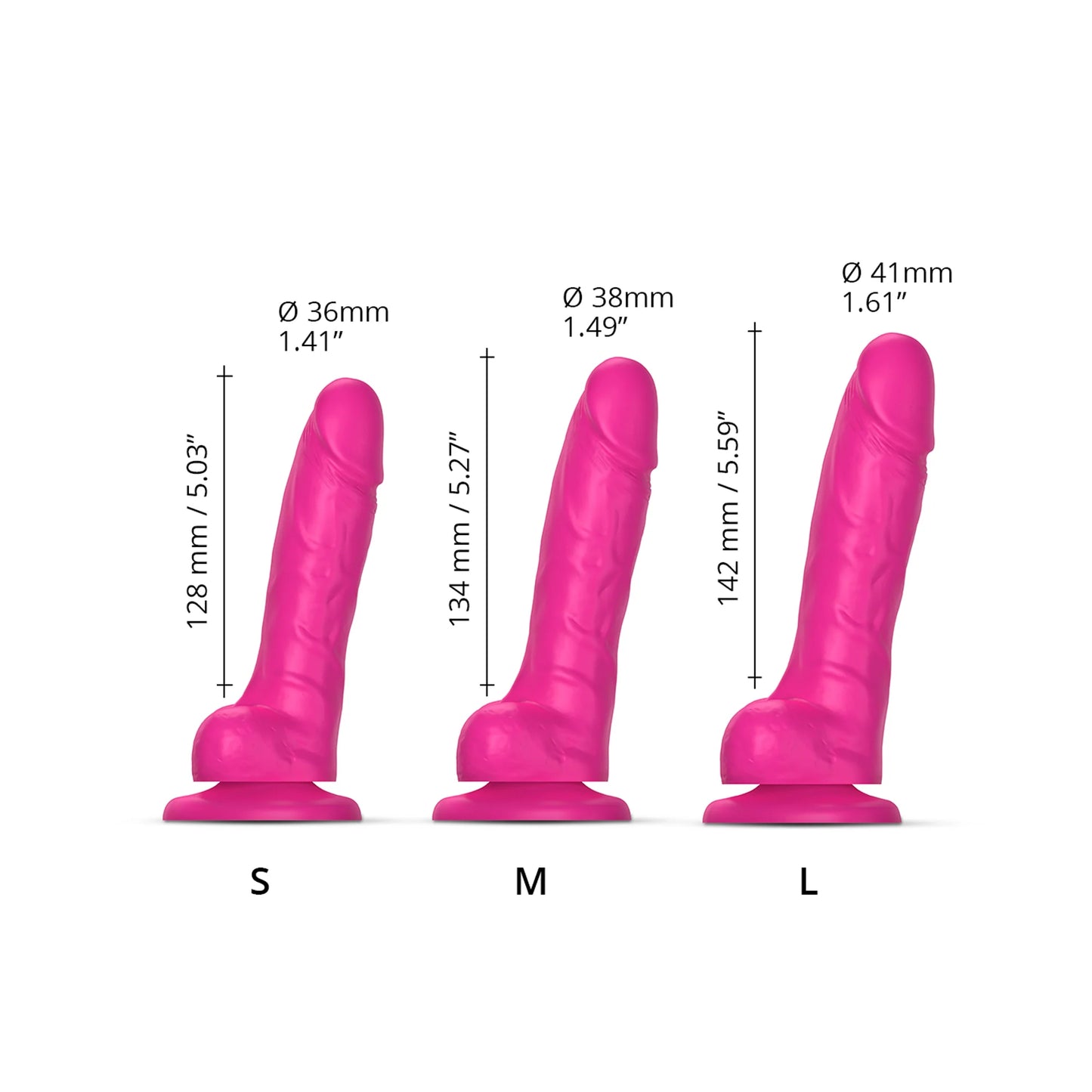 Strap-on-Me Sliding Skin Realistic Dildo - L Size - in Fuchsia