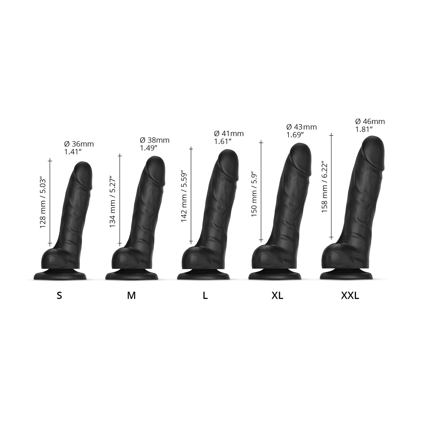 Strap-on-Me Sliding Skin Realistic Dildo - XL Size - in Black