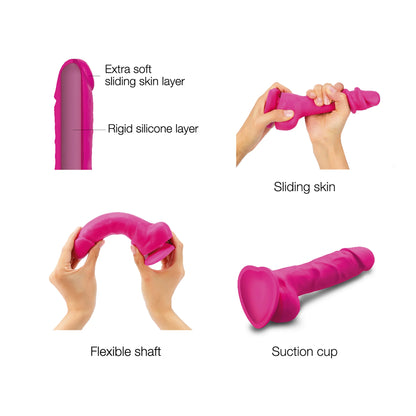 Strap-on-Me Sliding Skin Realistic Dildo - L Size - in Fuchsia