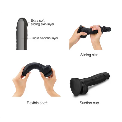 Strap-on-Me Sliding Skin Realistic Dildo - XL Size - in Black