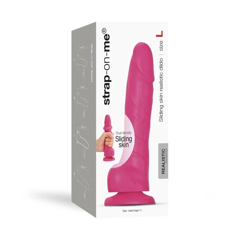 Strap-on-Me Sliding Skin Realistic Dildo - L Size - in Fuchsia