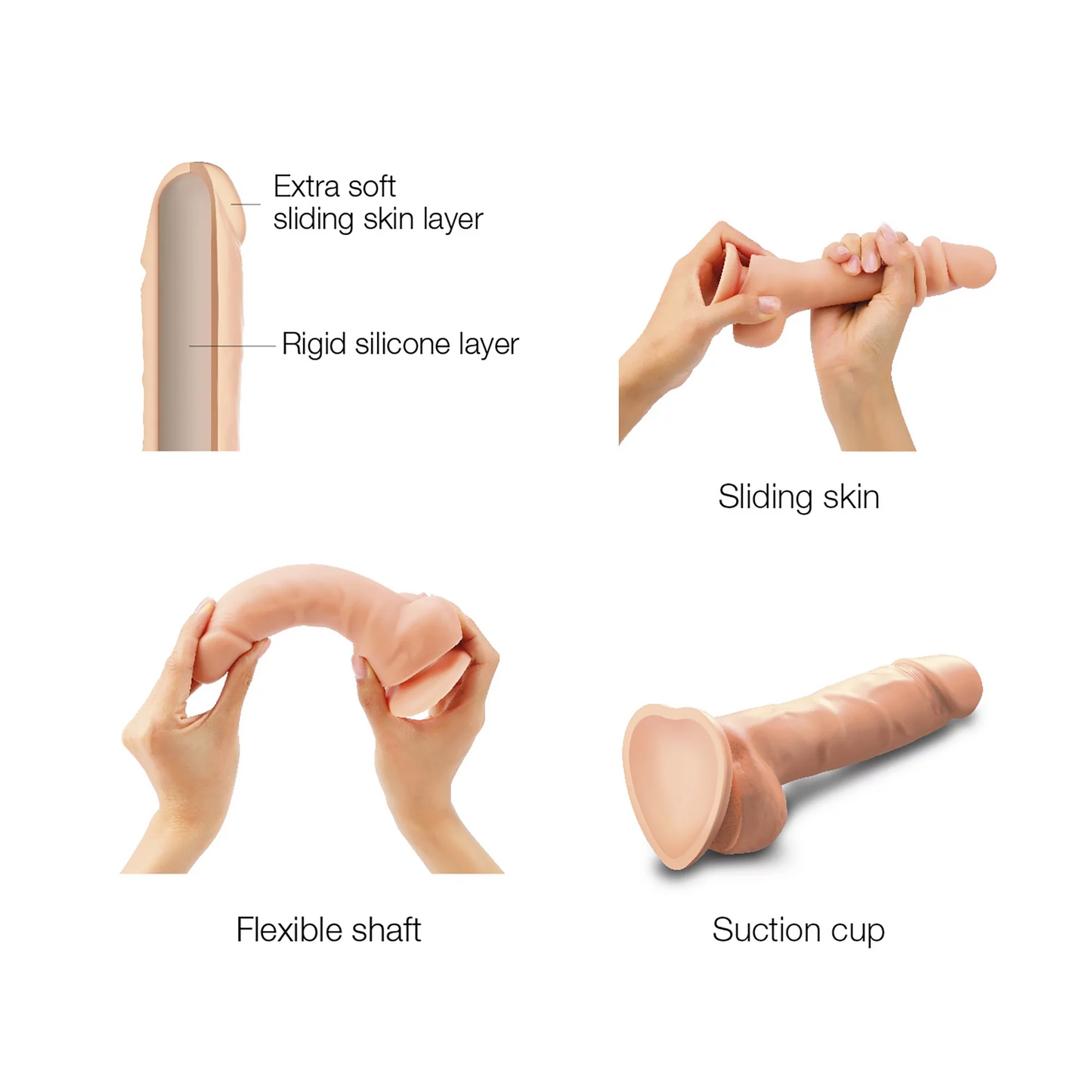 Strap-on-Me Sliding Skin Realistic Dildo - XL Size - in Vanilla