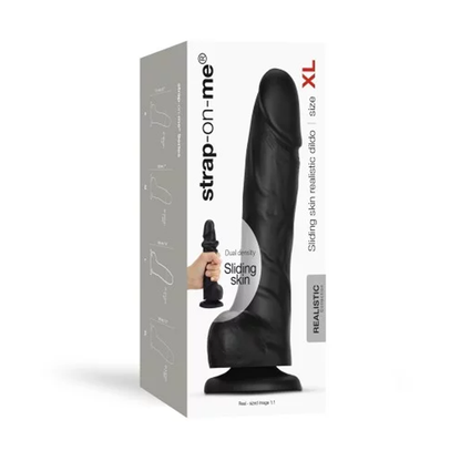 Strap-on-Me Sliding Skin Realistic Dildo - XL Size - in Black