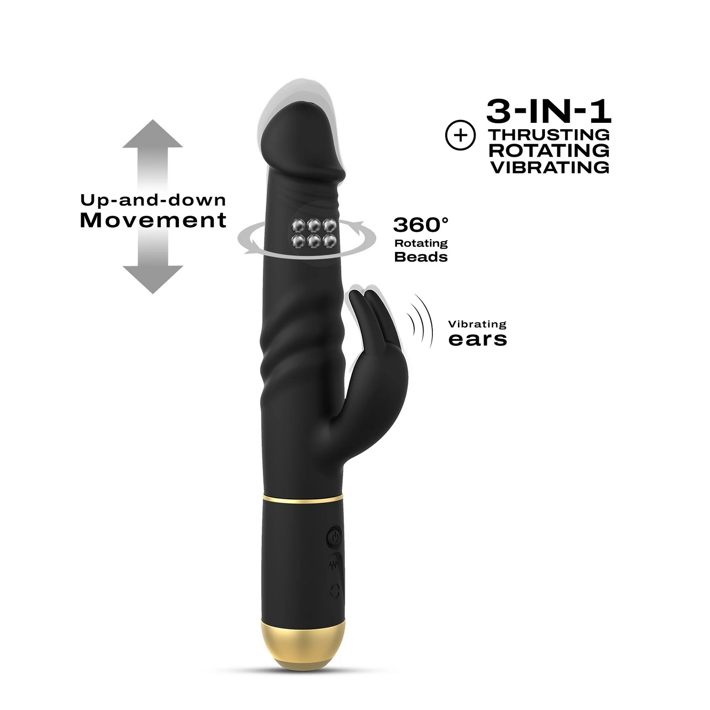 Dorcel Furious Rabbit 2.0 In Black & Gold - 3-in-1 Sextoy