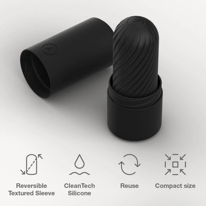 Arcwave Ghost Male Stroker - Male Masturbator with 4 Inch Reversible Sleeve - Multi-Textured Penis Sleeve - Clean Tech Silicone - Reusable & Easy Clean Adult Sex Toy - Black