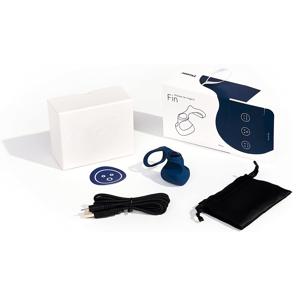 Dame Fin Finger Vibrator in Navy