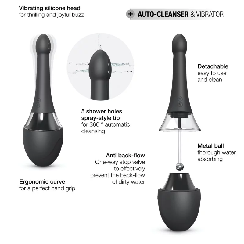 Dorcel Douche Mate Pro Automatic Anal Douche And Vibrator in Black