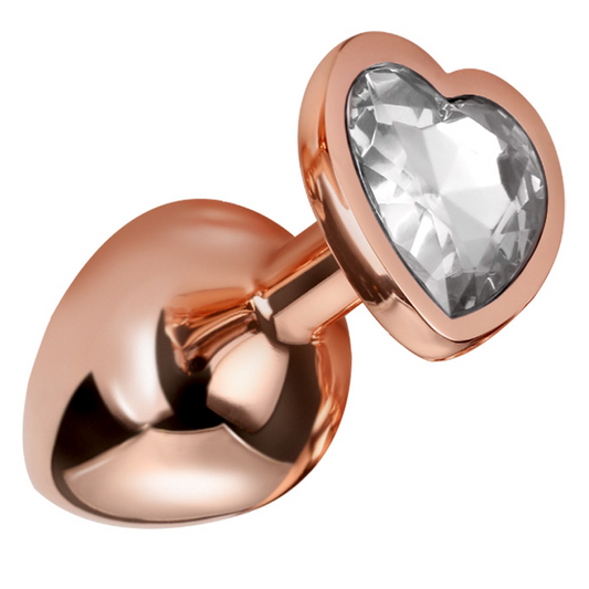 Nobü Fetish – FS8 Medium Plug with Heart Jewel – Rose Gold