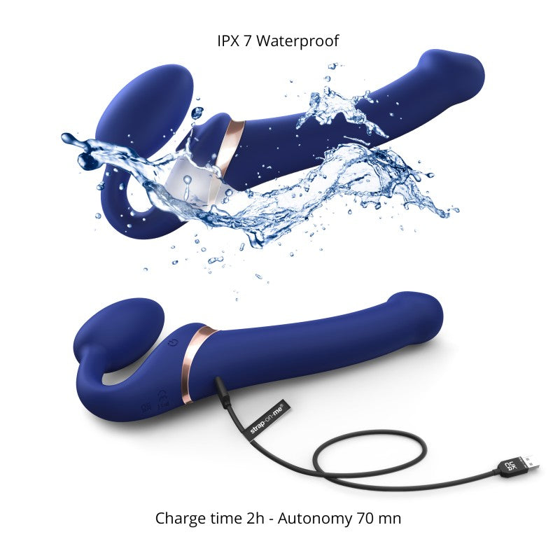 Strap-on Multi Orgasm Remote Controlled 3 Motors Medium Size in Night Blue