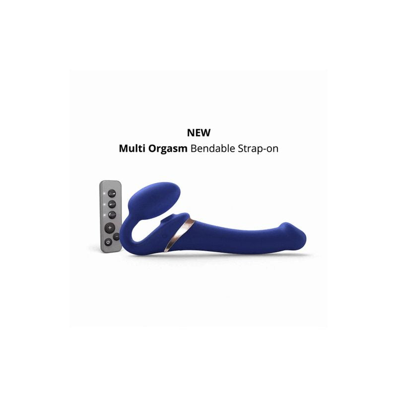 Strap-on Multi Orgasm Remote Controlled 3 Motors Small Size in Night Blue