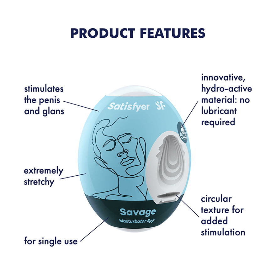 Satisfyer Masturbator Egg Savage in Light Blue