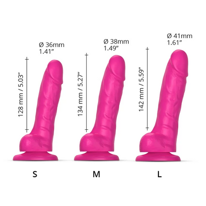 Strap-on-Me Sliding Skin Realistic Dildo - S Size - in Fuchsia