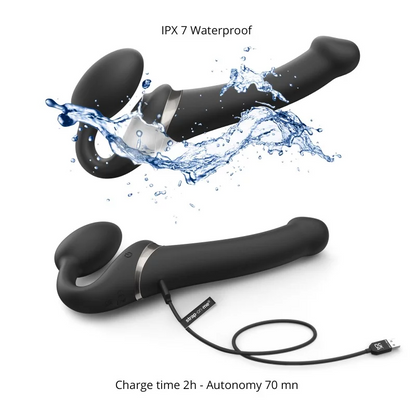 Strap-on Multi Orgasm Remote Controlled 3 Motors Medium Size in Black