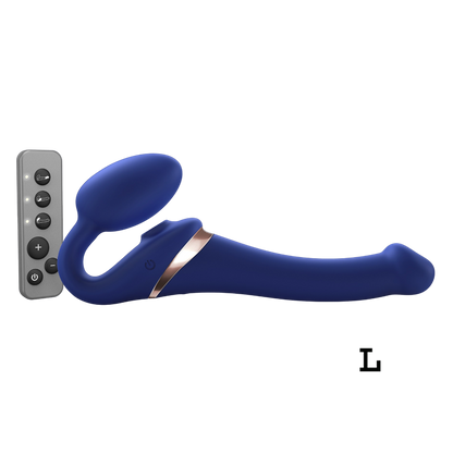 Strap-on Multi Orgasm Remote Controlled 3 Motors Large Size in Night Blue