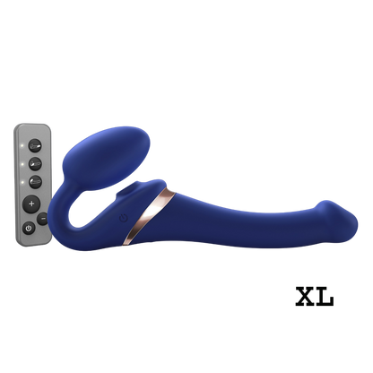 Strap-on Multi Orgasm Remote Controlled 3 Motors Extra Large Size in Night Blue